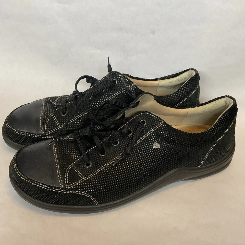Finn Comfort Soho Comfort Sneakers Black Leather Women's Size 42/11-11.5